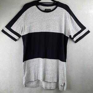 Zanerobe Mens Colorblock Stripe S/S T-Shirt Grey Black Premium Streetwear Soft M